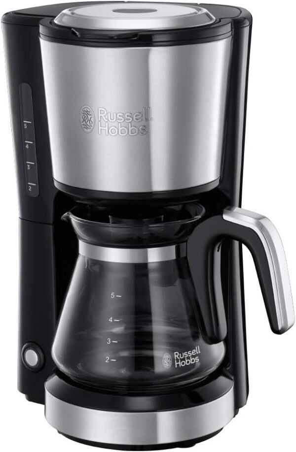 Russell Hobbs Mini Coffee Machine [Shower Head for Optimal Extraction and Aroma] Compact (Max 5 Cups, 0.6 L Glass Jug, Including Permanent Filter, Warming Plate), Compact Filter...