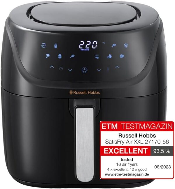 Russell Hobbs XXL Family Rapid Digital Air Fryer 8L [Compact Housing |7 Cooking Functions |10 Programmes] Energy Saving, Max 220°C, Use without oil, Grill, Bake, Roast, Reheat,...