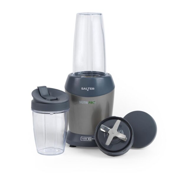 Salter EK2002V4SILVER NutriPro 1000 Blender – Portable Smoothie Maker, Healthy Juicer, Nutrient Extractor, 2 Travel Blending Cups (800ml/1L), Ideal for Soups/Baby Food,...