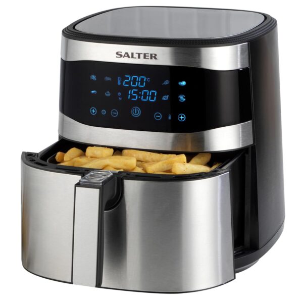 Salter EK4628 XXL 8L Air Fryer - Hot Air Circulation, Oil Free, Removable Non-Stick Basket, Easy Clean, LCD Digital Touch Display, 60-Minute Timer, Family Size, Healthy Cooking,...