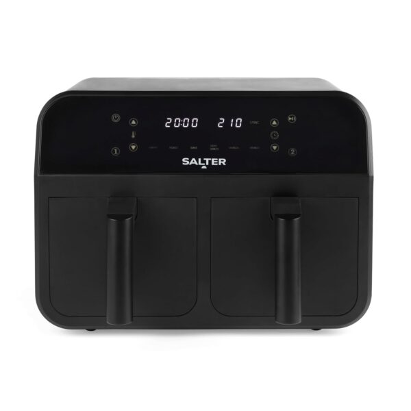 Salter EK4750BLK Dual Air Fryer – 2 x 3.7L Non-Stick Frying Drawers For Independent Cooking, Family Size 7.4L Capacity, 6 Air Fry Pre-Sets, Sync & Match To Cook & Serve...