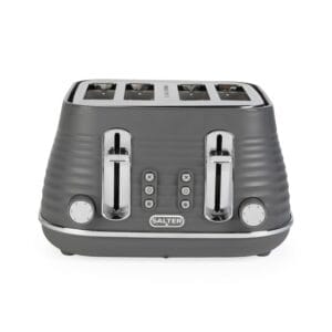 Salter EK5743GRY 4-Slice Wide Slot Toaster – Extra Thick Bread, Bagels, Crumpets, 6 Browning Levels, Removable Crumb Tray, Defrost/Reheat/Cancel, High-Lift Eject, Self-Centring,...