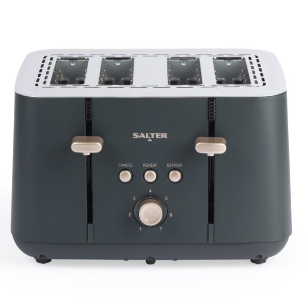 Salter Marino 4-Slice Toaster - 7 Levels Of Variable Browning, Removable Crumb Tray, Self-Centring Bread Guides, Anti-Jam Function, Defrost, Reheat And Cancel Indicator Buttons,...