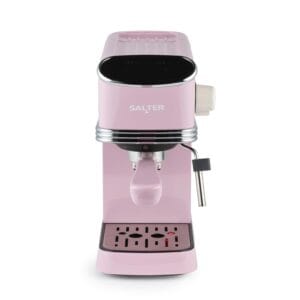 Salter Retro Espresso Machine – Pink Coffee Machine with Milk Frothing Wand, Cappuccino/Latte, 20-Bar Pressure Pump, 1.35L Water Tank, Ground Coffee, Single/Double Shot, Digital...
