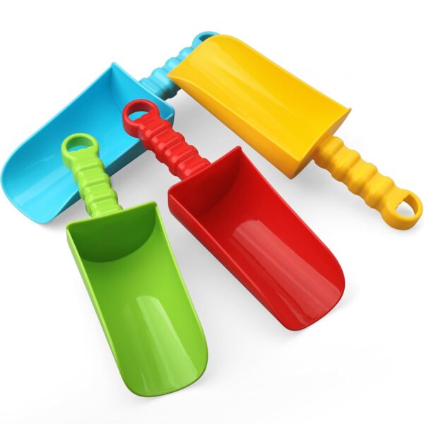 Sand Beach Shovels Sandbox Toys for Kids Toddlers, 4PCS Jumbo Sand Shovels Beach Tools for Backyard Sandbox Sandtable Garden, 25cm Colorful Spade for Digging Sand Snow
