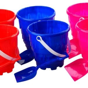 Sand Castle Round Bucket And Spade Beach Toys - Set of 6
