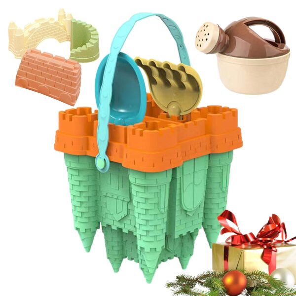 Sandcastle Building Kit, Beach Toy Set, Creative Travel-Friendly Sand Toys, Durable Mesh Storage Backpack, Sturdy Material Fun Beach for Kids Adults, 19x19x22cm