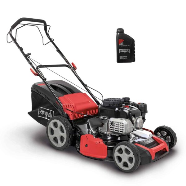 Scheppach MS175-51 Self-Propelled Petrol Lawn Mower | 51 cm Cutting Width | 6-in-1 Mowing & Mulching Function | 5.4 HP 4 kW Engine | Inc. 65L Grass Bag & 0.6L Engine Oil