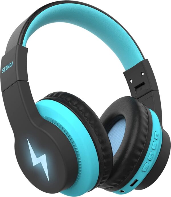 Seenda Kids Bluetooth Headphones, 3 Cool LED Lights Modes Kids Foldable Headphones Over Ear with 85dB/94dB Volume Limited Wireless/Wired Headset for PC TV Tablet School...