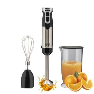 Sensio Home 1000W Super Powerful Hand Blender 3-in-1 Stainless Steel Stick Immersion Blender with Attachment, 700ml Mixing Beaker, Stainless Steel Whisk, Variable Speeds for...