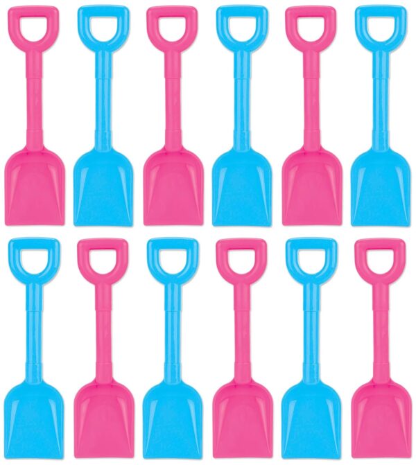Set Of 12 Pink & Blue 9" Small Kid's Plastic Beach Spade