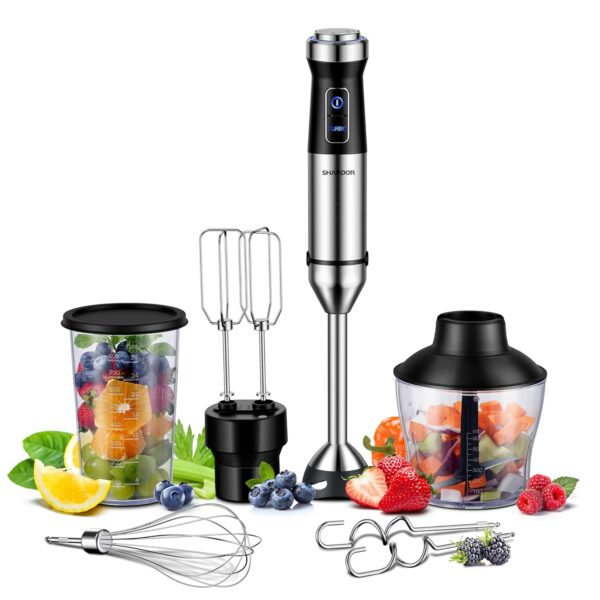 SHARDOR Hand Blender,6 In 1 Hand Blenders For Kitchen,power 1200w,20-Speed & Turbo Stick Blender,Scratch Resistant Hand Whisk Electric With Dough Hooks,Egg Beaters,Whisk,800ml...