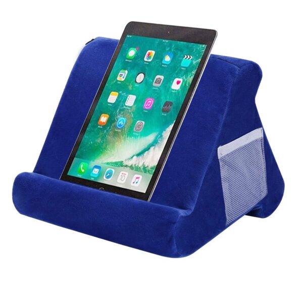 SHMIZZ Tablet Pillow Stand for IPad Soft Pad Rest, Multi Angle Universal Tablet Laptop Soft Reading Cushion Holder (Sapphire blue)