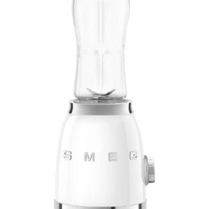 Smeg PBF01WHUK Retro 50’s Style Personal Blender, 2 x Bottles-To-Go, 2 Speed Settings, 600ml, 300W, White