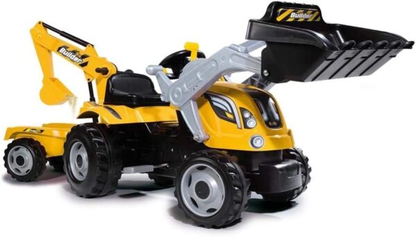 Smoby 7600710301 Builder Max Tractor with Trailer, Yellow/Black