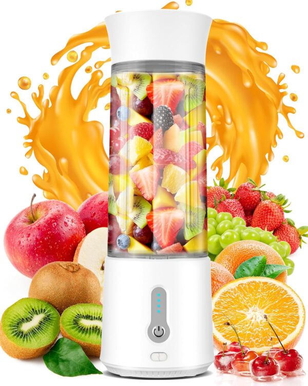 Smoothie Blender Portable Smoothie Blender USB Rechargeable 4000mAh 500ml BPA Free Fruit Vegetable Baby Food 6 Blades for Travel Kitchen Gym