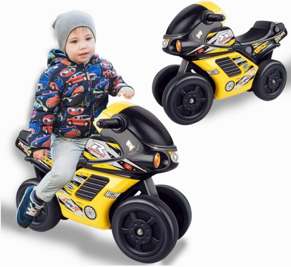 Sobebear Ride On Bike with Sound Effects for Toddlers Foot-to-Floor Balance Bike, Push Along Scooter, Indoor and Outdoor Safe Play Toy Gift for Boys and Girls Ages 1-2 Years