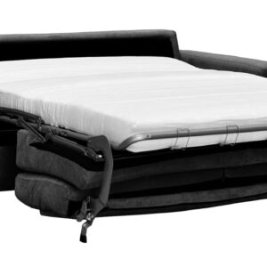 Sofa Bed 3 Seater Paris Grey Cream Velour Fabric (Grey)