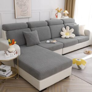 Sofa Seat Cushion Covers - Universal Stretch Sofa Cover, Soft Sofa Covers L Shape, Sofa Seat Cover Couch Chaise Covers, Sofa Slipcovers Sofa Cushion Cover Protector for Living...