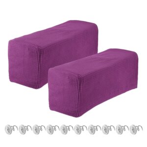sourcing map 2pcs Stretch Armrest Covers for Chairs/Sofas, Couch Arm Covers with Twist Pin, Furniture Protector Slipcovers Purple