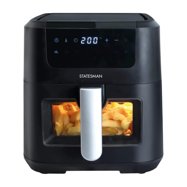 Statesman SKAF05015BK Digital Air Fryer 5 Litre, 1500W, 90 Minute Timer, 360 Hot Air Circulation, 8 Pre Set Cooking Programes, Digital Touch Control Panel