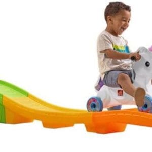 Step2 Unicorn Up and Down Roller Coaster for Kids – Ride On Toy for Indoor/Outdoor Use – Secure Ride, Skill Building Toddler Toy, Assembled Dimensions: 12.75” H x 110” W x 27” D