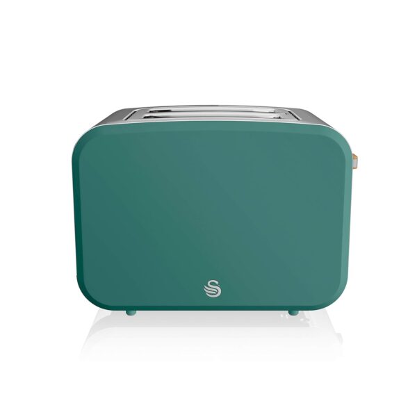 Swan ST14610GREN Nordic 2-Slice Toaster with Defrost/Reheat/Cancel Functions, Cord Storage, 900W, Green