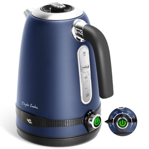Taylor Swoden Electric Kettle, 7 Variable Temperature (40°C-100°C), 1.7L Fast Boil Quiet Kettles, 2 Hours Keep Warm, Stainless Steel Kettle Cordless, Boil-Dry Protection, 2200W...