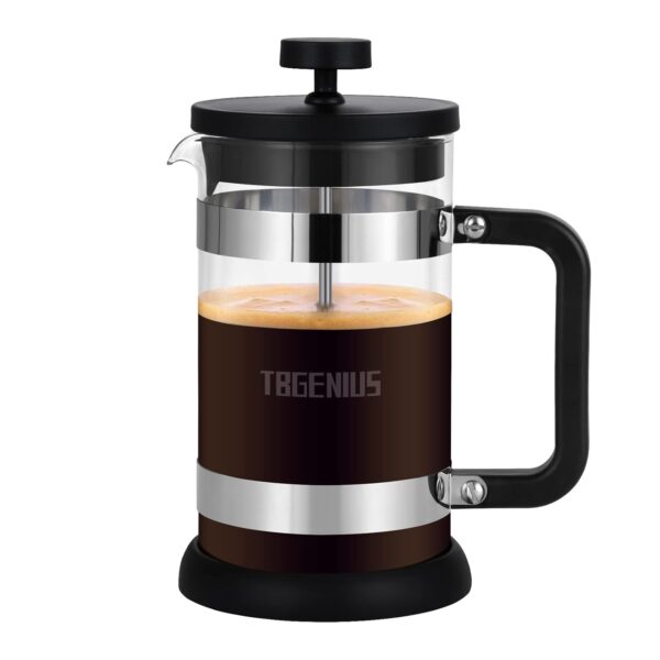 TBGENIUS 4 Cup Cafetiere Coffee Press, French Press Maker for Filter Coffee, Loose Tea and Milk Froth, 4 Level Stainless Steel Filter, Heat Resistant Borosilicate Glass, 0.6 L /...