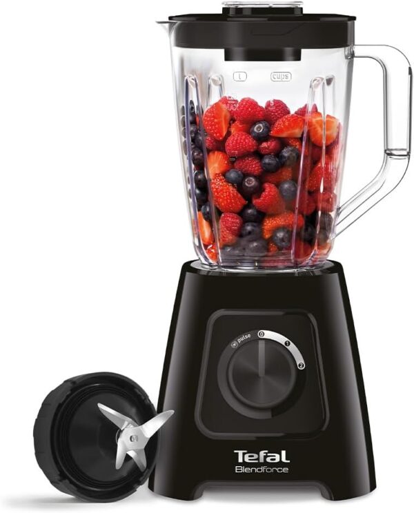 Tefal Blendforce II Blender, 2L Plastic Jug, 1.25L Effective Capacity, 600W, 4 Removable Stainless Steel Blades, Smoothie, Ice Crush, 2 Speeds + Pulse, Kitchen Shakes Maker,...