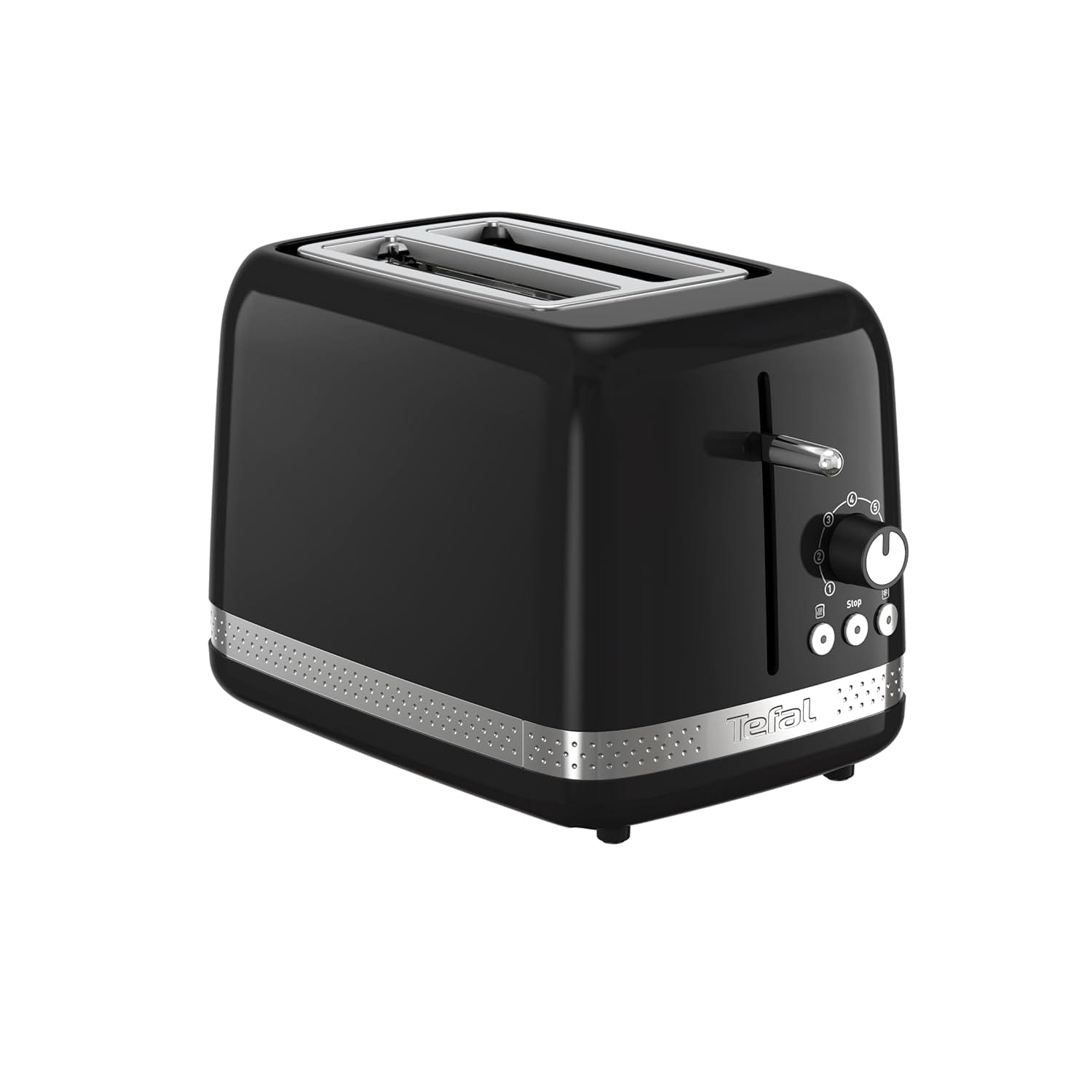 Tefal Soleil 2-Slice Toaster – 7 Browning Levels, Variable Width Slots, High-Lift Lever, Stop/Defrost/Reheat Functions, Removable Crumb Tray, in Glossy Premium Black - TT3028G0