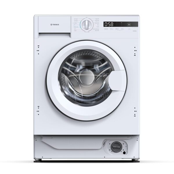 Teknix BITKW814 Integrated 8kg Washing Machine - Built-in with 1400 Spin Speed - Quick Wash - 15 Washing Programs - LED Display, H82.5 x W59.5 x D53.5 (cm)