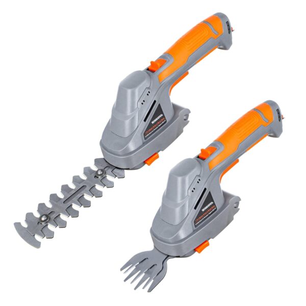 Terratek 2 IN 1 7.2V Cordless Hedge Trimmer Shear Built in Lithium Ion Battery, Hand Held Hedge Trimmer Cordless Hedge Cutter, with 2 Switchable Blades for Shrub, Garden, Grass,...
