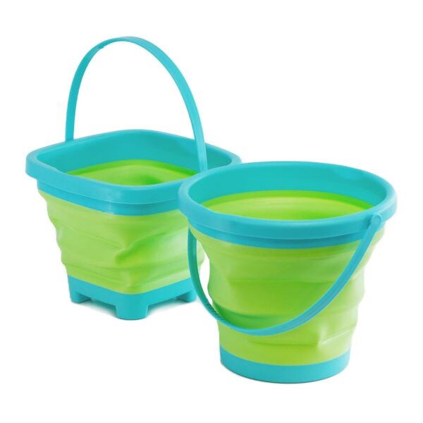 The Magic Toy Shop Foldable Beach Bucket Collapsible Bucket with Handle Kids Toddler Outdoor Beach Toy Set Sandpit Toy Sand Bucket
