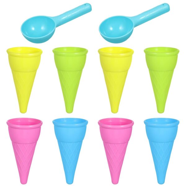 Toddmomy 10Pcs Ice Cream Scoops and Cones Toys Outdoor Beach Toys Kids Sand Molds Play Sand Toys for Kids Toddlers(Random Color)