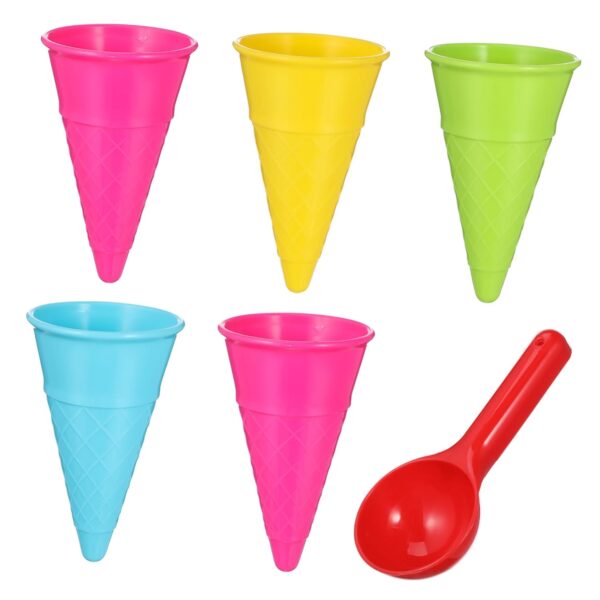 Toddmomy Plastic Beach Toys Ice Cream Cone Scoop Set Boys and Girls Sand Ice Cream Play Set Random Color