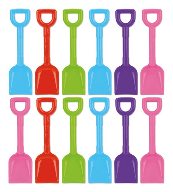 Top Toys 4U Set Of 12 Mixed Colour 9" Small Kid's Plastic Beach Spade