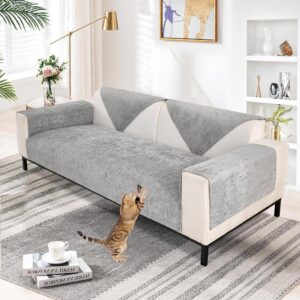 Topchances Chenille Sofa Cover 1 2 3 Seater,Washable Sofa Slipcovers Non-Slip Seat Cushions with Silicone Particles All-Seasons Apply to Dogs Cat Pet Living Room...