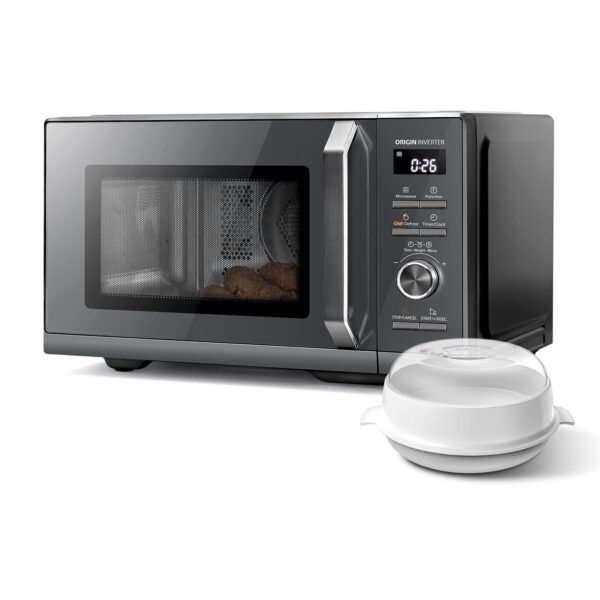 TOSHIBA 26L Air Fry Auto Menu Combo 6-in-1 900W Microwave Oven With Steamer in Morandi Grey, Inverter, Chef defrost, Convection, Combi., Steam, Grill, 10 power levels, 10 Auto...