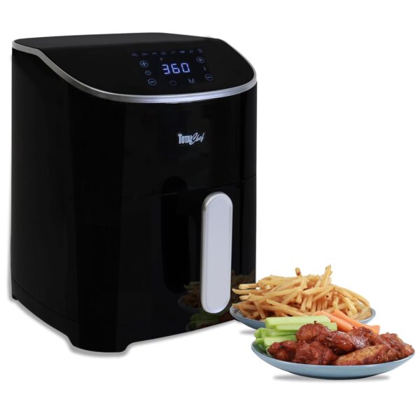 Total Chef 4.8L Air Fryer Compact Air Fryers Oven Digital Touchscreen Display Fries Seafood Reheat Bake Roast Healthy Meal Cook in Less Oil for Family Nonstick Basket Grill...
