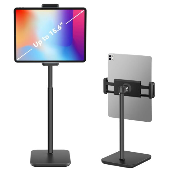 Tounee Tablet Stand for Desk with 360 Adjustable Holder Clamp Bracket, Height Adjustable Up to 21", Fits iPad Pro 12.9, Air Mini, Surface Pro, Portable Monitor, All 4.7-15.6"...