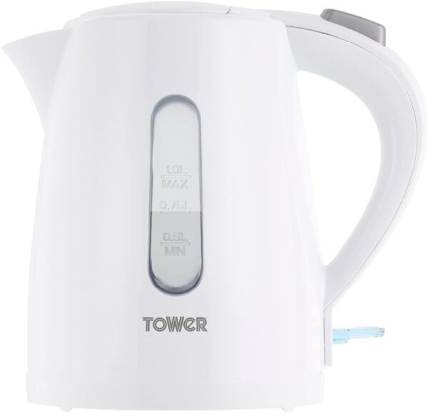 Tower T10029W 1L Jug Kettle with 360° Swivel Base, Quick Boil, 2200W, White