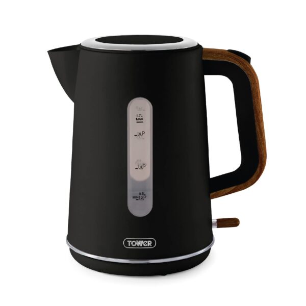 Tower T10037BLK Jug Kettle with Rapid Boil, 1.7L, 3000W, Black