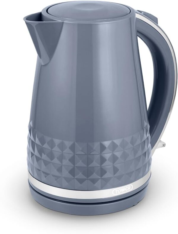 Tower T10075GRY Solitaire Kettle, Plastic, 3 W, 1.5 liters, Grey