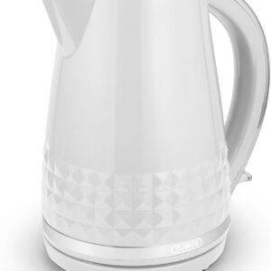 Tower T10075WHT Solitaire Kettle with 360° Swivel Base Cord Storage 1.5L 3KW White and Chrome Accents