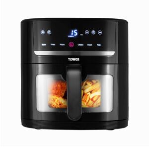 Tower T17116 Vortx Eco Saver Air Fryer with Vizion viewing Window, 1350W, 4L, Black