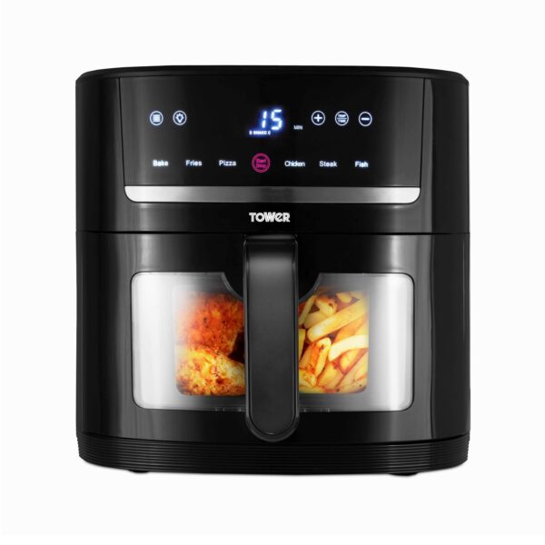 Tower T17116 Vortx Eco Saver Air Fryer with Vizion viewing Window, 1350W, 4L, Black