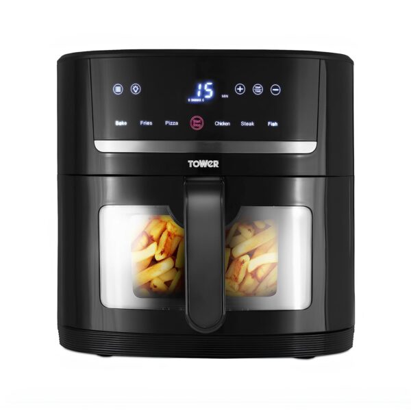Tower T17118 Vortx Eco Saver Air Fryer with Vizion viewing Window, 1800W, 8L, Black