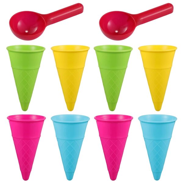 TOYANDONA 10 PCS Outdoor Beach Toys Ice Cream Cones Scoop Set Sand Mold Seaside Play Sand Toys for Kids Toddlers (Random Color)