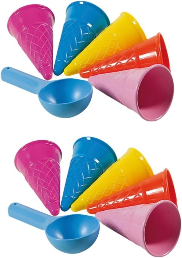 TOYANDONA 2 Sets 6pcs Kids Beach Toys Ice Cream Cones Scoop Set Ice Cream Sand Toy Ice Cream Cones Outdoor Beach Toys for Kids Toddlers (Random Color)